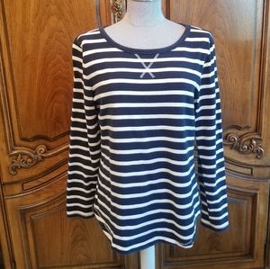 Gap blue and white stripe shirt with elbow patches